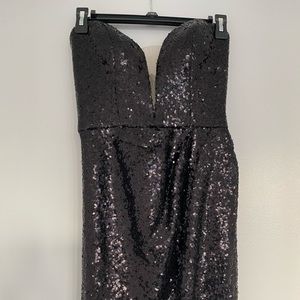 La Femme Sequin Black Gown
